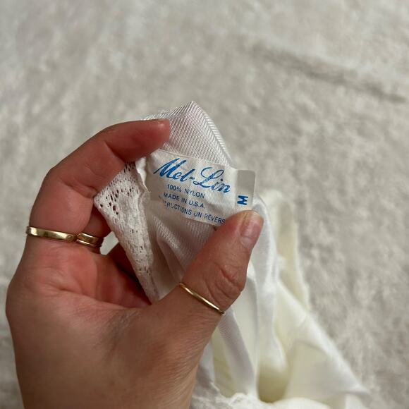 VTG Mel-Lin White Camisole Lace Tank Made in USA Sz M Boho Cottage Core Girl - Picture 5 of 5